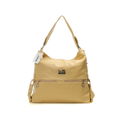 Coach Zip Logo Large Ivory Shoulder Bags DIO - Click Image to Close